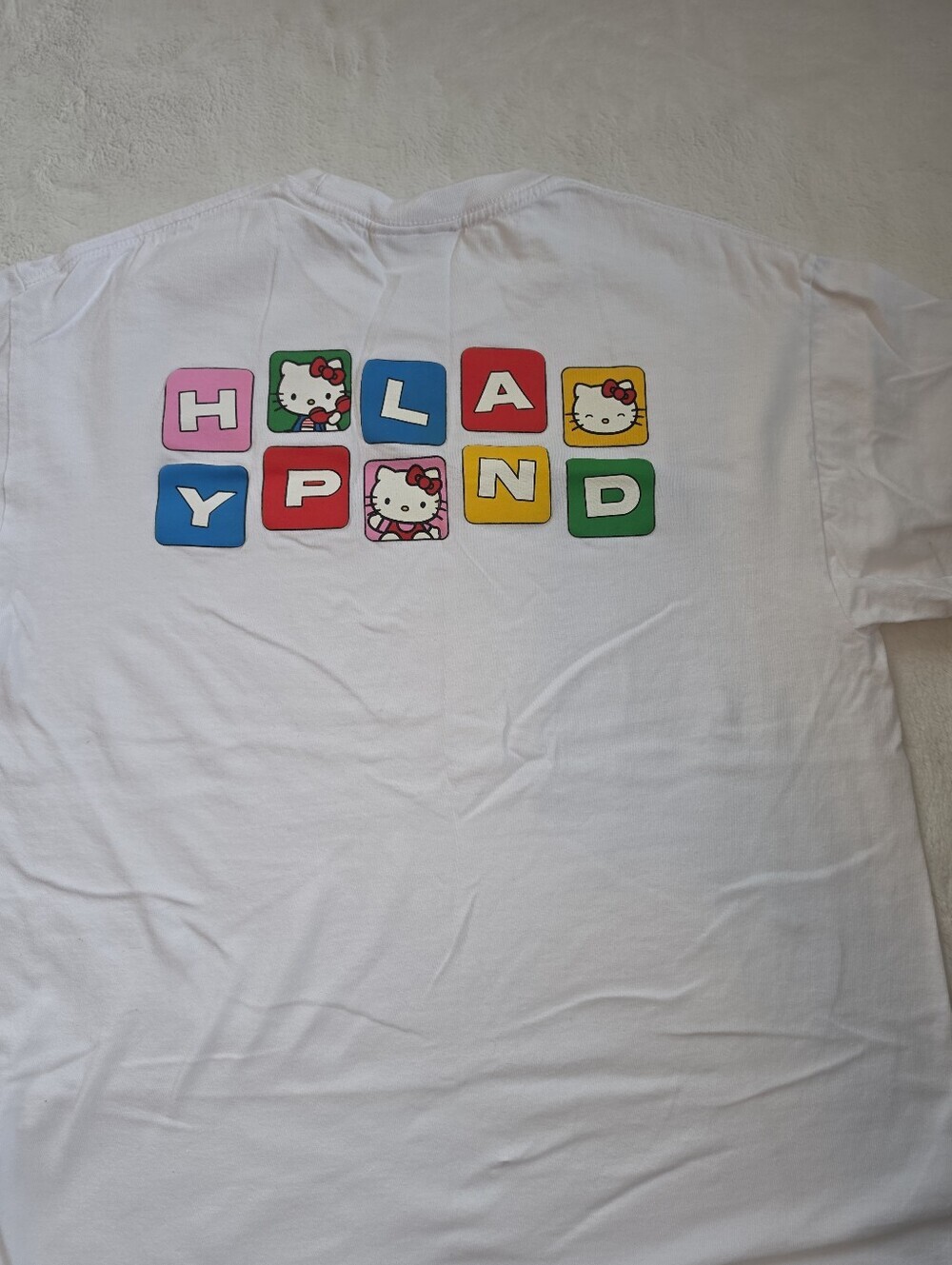 Hypland x Hello Kitty Sanrio Graphic T-Shirt White Toy Blocks Size Large - Picture 6 of 7